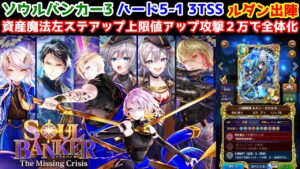 【🏦ソルバン3】5-1 3TSS ルダン出陣！ 資産魔法左ステアップ上限値アップ攻撃２万で全体化【黒猫のウィズ SOUL BANKER The Missing Crisis】